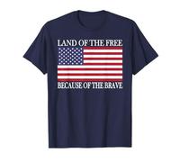 Land of the Free Because of the Brave Drapeau américain américain T-Shirt
