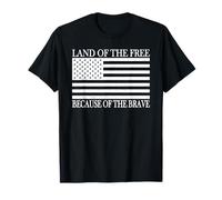 Land of the Free Because of the Brave Drapeau américain américain T-Shirt
