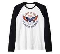 Land of The Free Because of The Brave USA Eagle 4 Juillet Manche Raglan