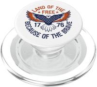 Land of The Free Because of The Brave USA Eagle 4 Juillet PopSockets PopGrip pour MagSafe