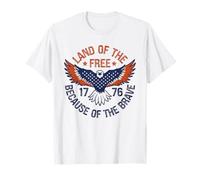 Land of The Free Because of The Brave USA Eagle 4 Juillet T-Shirt