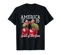 Land Of The Free Cherry Jour de l'indépendance du 4 juillet T-Shirt