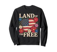 Land of The Free - Drapeau américain Floral Patriotique Sweatshirt