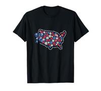 Land Of The Free Floral American Map Ribbon 4 juillet T-Shirt