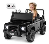 Land Rover 4x4 Voiture Électrique 12V/7 Ah pour Enfants, Télécommande 2.4G, Démarrage Lent, LED, Klaxon, MP3, 3-8 Ans, 30 kg, Noir