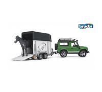 bruder Land Rover Defender 90 Break avec Van et un Cheval, Modèle réduit de voiture