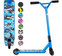LAND SURFER - Trottinette Freestyle - Trotinette Adulte & Enfant +8 Ans - Trotinette 2 Roues - Plate-Forme en Alliage - Bleue Camouflage