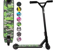LAND SURFER - Trottinette Freestyle - Trotinette Adulte & Enfant +8 Ans - Trotinette 2 Roues - Plate-Forme en Alliage - Vert Camouflage