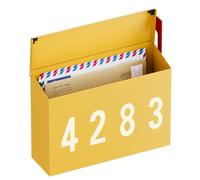 LAND·VOI Boîte aux lettres murale avec un drapeau et trois ensembles d'autocollants de numéros de boîte aux lettres de 0 à 9, boîtes aux lettres pour l'extérieur, boîte aux lettres en acier galvanisé