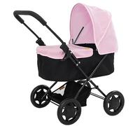 Landau bébé Joie | Poussette pour enfants avec tablier amovible et capuche réglable | Système de voyage pliable léger Dans Noir et Rose | Système de voyage de rangement sous le siège pour enfants | 3+