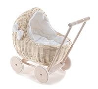 Landau DE POUPÉE en Osier DESAYER avec LITERIE en Lin, Jouets en Osier, Jouets NATURELS pour Enfants