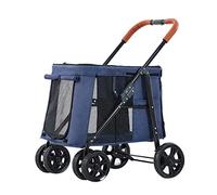 Landau de voyage pour animaux de compagnie pour grands chiens, grandes poussettes pour plusieurs animaux de compagnie, chariot pliable pour 2 chats, idéal pour deux ou plusieurs, supporte une charge