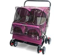 Landau double siège pour chiens de taille moyenne et petite - Poussette pour chat et animal de compagnie, poussette double pour 2 chiens, facile à plier et économiser de l'espace, poussettes pour