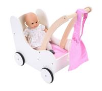 Landau en Bois - Engelhart - 606015 - Rose et Blanc - 50 cm - Pour Poupées - 3 ans et plus