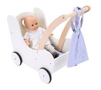 Landau en Bois pour Poupée - Engelhart - 606014 - Gris et Blanc - 50x28x46 cm - Pour Enfants dès 3 ans
