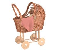 Egmont Toys Landau en osier avec couverture tricot
