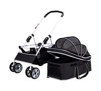 Landau for Chien de qualité supérieure for Chiens de Taille Moyenne, Poussette légère for Animal Domestique, Chariot for Chat, Poussette Pliable à 4 Roues avec Support Amovible(Nero)