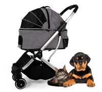 Landau pliable for chien, poussette for animaux de compagnie, poussettes for chiens de taille moyenne et petite, poussette for chien et chat, chariot de transport amovible, poussettes for chiens, file