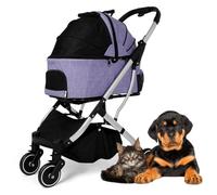 Landau pliable for chien, poussette for animaux de compagnie, poussettes for chiens de taille moyenne et petite, poussette for chien et chat, chariot de transport amovible, poussettes for chiens, file