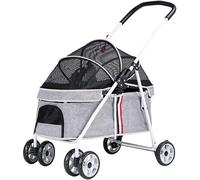 Landau pour chien avec auvent réglable, équipement pour animaux de compagnie, poussettes sans fermeture éclair pour chats/chiens, poussettes pour chiens d'entrée sans fermeture éclair pour chiens de