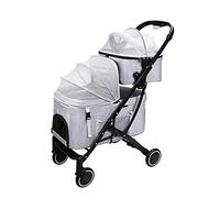 Landau pour chien double couche pour animal domestique - Poussette de qualité supérieure pour 2 chats et chiens - Poussette amovible à deux couches pour chat et chien - Chariot de voyage (violet) (g
