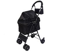 Landau pour chien facile pliable pour tissu Oxford 600D, poids maximum 15 kg, roues rotatives à 360 degrés, panier de rangement, 6 roues en acier EVA, pieds de pieuvre