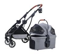 Landau pour chien pour chiens de petite et moyenne taille - Poussette de voyage pliable avec porte-gobelet pour poussettes de chat