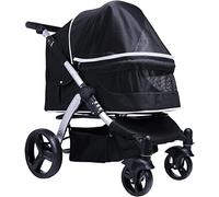 Landau pour chien Poussette de voyage pour animaux de compagnie pour grands chiens/2 chats Tissu Oxford respirant Poussette pour animaux de compagnie Poussette en alliage d'aluminium Chargement 30 k