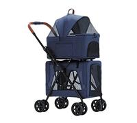 Landau pour chien Premium Poussette pour animaux de compagnie pour chiens Chats Porte-animal double couche avec roues séparables Poussette pour chat pour animaux de compagnie Poussette Chariot de vo