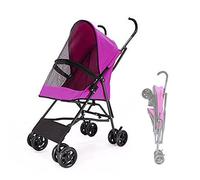Landau pour petit chien et chat pour petits chiens, structure parapluie légère pour chats, chiots et chatons, poussette de transport pour chiens, design sans installation (rose rouge)