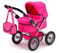 Landau pour poupée Trendy Uni Rose Pink - BAYER DESIGN - Réglable - Convient aux poupées jusqu'à 46 cm