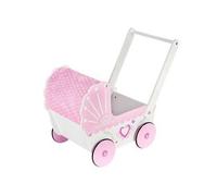 Landau Poussette pour Poupée en Bois pour Enfants - Poussoir 47 x 26,5 x 40 cm - Chariot Rose