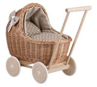 e-Wicker 24 Landau-Poussette pour poupée en Osier (Beige),Cadeau pour Les Enfants