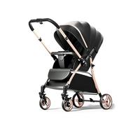 Landaus Poussette Poignée de poussée réversible Aluminium léger Dossier réglable 110 ° - 175 ° Poussette compacte pour tout-petits facile à plier (Couleur: noir) Poussettes combinées