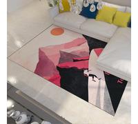 LANDERSION Abstrait Soleil Montagne Tapis Coureur Silhouette Montagnes Sommets Sport Style Rose Noir antidérapant Grand Tapis pour Les couloirs de Bureau 150x210cm