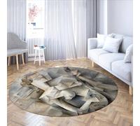 LANDERSION Art rétro cubiste Tapis Ronds Jeux Guitare géométrique Abstrait Joueur féminin Tapis Gris Moquette Circulaire à Poil Bas Lavable pour Chambre Bureau 80cm