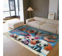 LANDERSION Fun Chien imprimé Tapis Graffiti Lettres Art coloré Design Porte Doux Lavable antidérapant Mince Tapis pour Salon Salle de Jeux entrée 60x90cm
