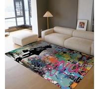 LANDERSION Graffiti Street Art Tapis Lavable en Machine Grand Pop Vintage en Détresse Léger À Pou Chambre Salon Accent Tapis 180x240cm