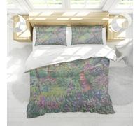LANDERSION Housse Couette Monet Étang Vert Nymphéas Ensemble literie avec 2 Couvre-oreillers Ensemble Housse Couette en Microfibre Douce avec Fermeture à glissière et Attaches 240x260cm