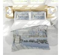 LANDERSION Impressionniste Paysage Montagne Imprimé Ensemble literie 3 pièces Doux Respirant Housse Couette avec Fermeture à glissière et 2 Couvre-oreillers 240x260cm