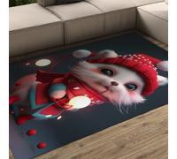 LANDERSION Mignon Animal imprimé en 3D Tapis Style Noël antidérapants Lavable à Poils Ras Tapis Doux pour Le décor Chambre à Coucher du Salon 160x200cm