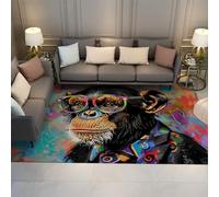 LANDERSION Monkey Portrait Tapis Fun Gorille Coloré Antidérapant Tapis Rectangle À Pils Bas pour Chambre Salon Décor Intérieur Tapis De Sol 120x180cm