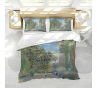 LANDERSION Nénuphars Bleus et saules saules Ensembles Housse Couette avec 2 Couvre-oreillers Célèbre Peinture à Motifs Housse Couette avec Fermeture à glissière 240x260cm