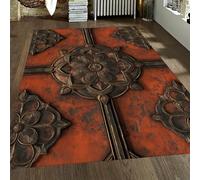LANDERSION Style rétro Industriel 60x90cm Tapis Vintage Chinois détenus imprimé 3D à Motifs Floraux Tapis Ultra Fin Lavable antidérapant pour Les entrées