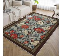 LANDERSION Style Vintage 160x230cm Tapis Ferme Jardin Lavable pour Salon Plante Abstraite Tapis Fleuri Doux pour Salle à Manger entrée dans Le Couloir