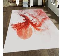 LANDERSION Tapis Animal Flying Phoenix Tapis Red Sun Art Moderne Moquette Lavable Sol Doux Poil Bas Anti-Taches Facile Nettoyer lessive Chambre 160x200cm
