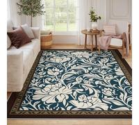 LANDERSION Tapis antidérapant Lavable pour Chambre 160x200cm Tapis Floraux Vintage Abstraits Ferme Jardin Moquette à Poils Bas pour couloirs Buanderie Bureau