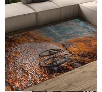 LANDERSION Tapis d’extérieur d’Automne réaliste Scène d’Automne Forêt Sentier au Bord du lac décoratifs Tapis Lavable à Poils Ras pour Balcon Camping 100x150cm