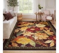 LANDERSION Tapis de Jardin éclatants 160x230cm Paillassons de Porte colorés à Motif Floral bohème Tapis de Salon Fin à Poil Bas Lavable pour Chambre de Bureau