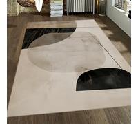 LANDERSION Tapis de Jardin Nordic Mid Century Geometry Carpet Tapis de nurserie Beige Noir Gris Boho Moquette Doux antidérapant Lavable pour Le Salon Paillasson d’entrée 160x200cm